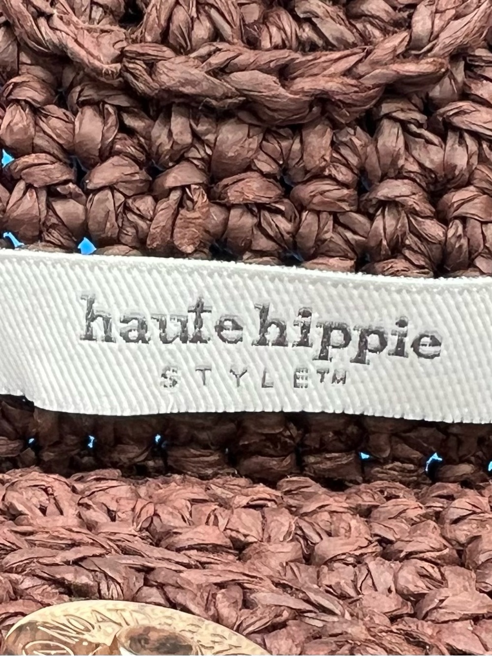 Haute Hippie Ruffled Brown Raffia Handbag, NWT - Picture 7 of 10
